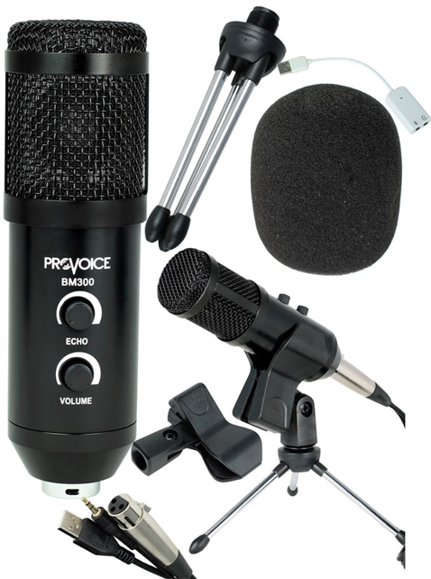 Provoice BM-300 Usb Girişli Condenser Stüdyo Mikrofonu (Siyah)